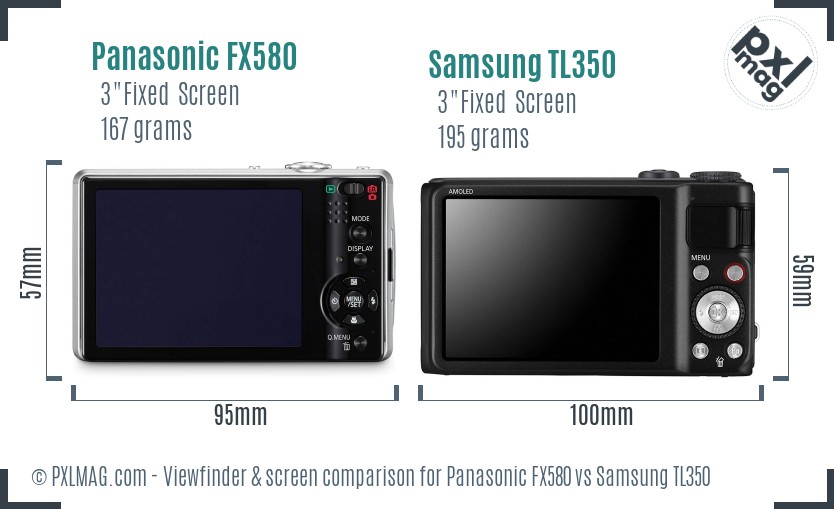 Panasonic FX580 vs Samsung TL350 Screen and Viewfinder comparison