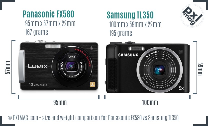 Panasonic FX580 vs Samsung TL350 size comparison Panasonic FX580 vs Samsung TL350 size comparison
