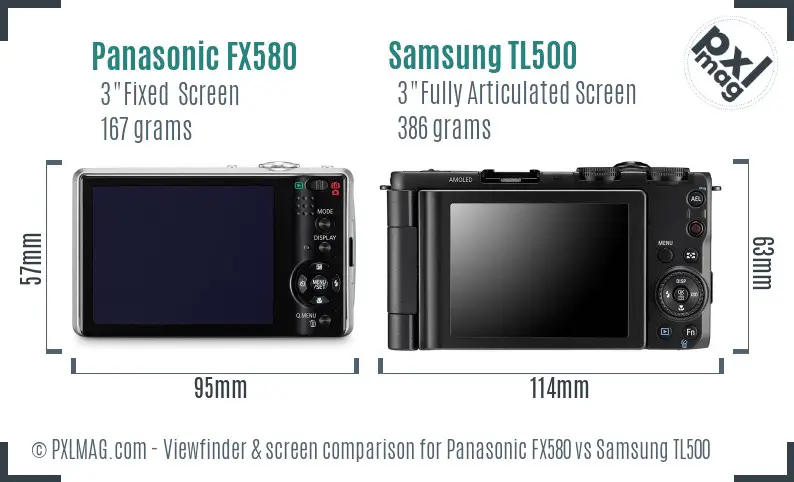 Panasonic FX580 vs Samsung TL500 Screen and Viewfinder comparison Panasonic FX580 vs Samsung TL500 Screen and Viewfinder comparison
