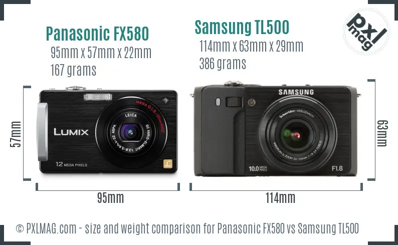 Panasonic FX580 vs Samsung TL500 size comparison Panasonic FX580 vs Samsung TL500 size comparison