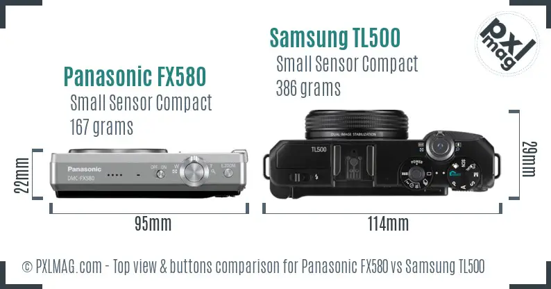 Panasonic FX580 vs Samsung TL500 top view buttons comparison Panasonic FX580 vs Samsung TL500 top view buttons comparison