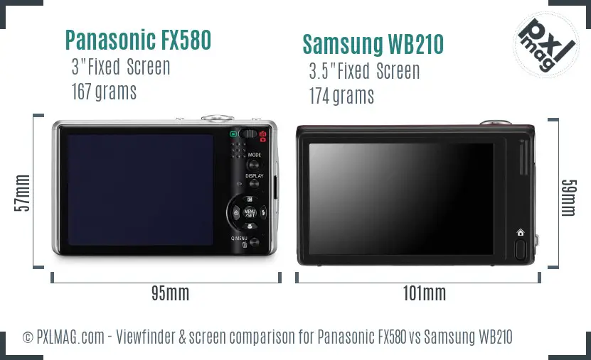 Panasonic FX580 vs Samsung WB210 Screen and Viewfinder comparison Panasonic FX580 vs Samsung WB210 Screen and Viewfinder comparison