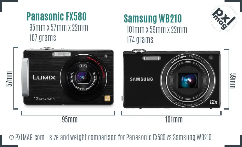 Panasonic FX580 vs Samsung WB210 size comparison Panasonic FX580 vs Samsung WB210 size comparison