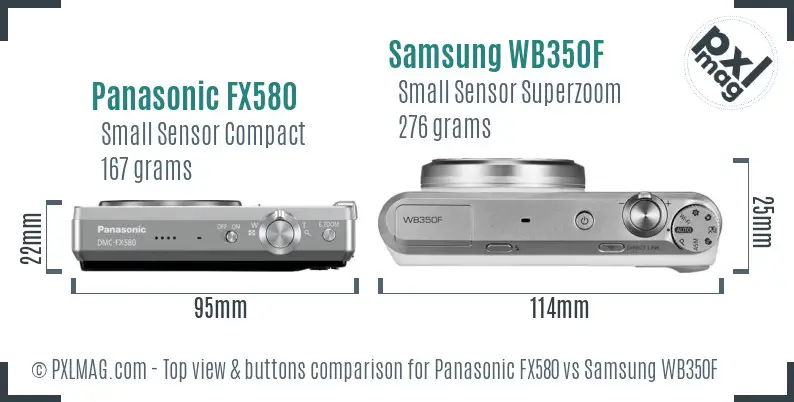 Panasonic FX580 vs Samsung WB350F top view buttons comparison