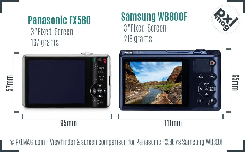 Panasonic FX580 vs Samsung WB800F Screen and Viewfinder comparison