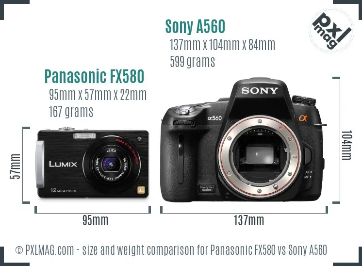Panasonic FX580 vs Sony A560 size comparison Panasonic FX580 vs Sony A560 size comparison