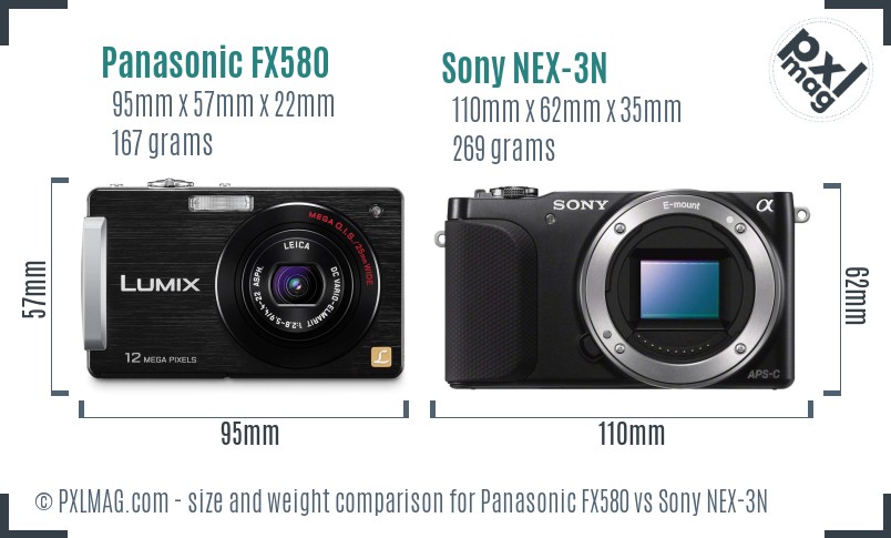 Panasonic FX580 vs Sony NEX-3N size comparison Panasonic FX580 vs Sony NEX-3N size comparison