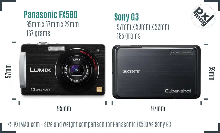 Panasonic FX580 vs Sony G3 size comparison
