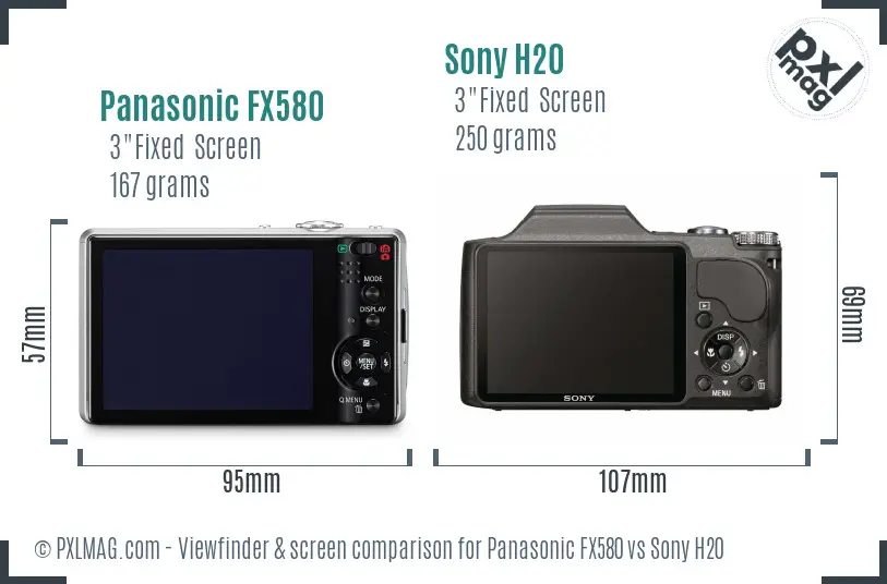 Panasonic FX580 vs Sony H20 Screen and Viewfinder comparison