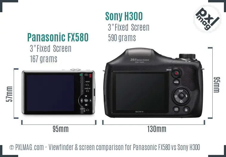 Panasonic FX580 vs Sony H300 Screen and Viewfinder comparison