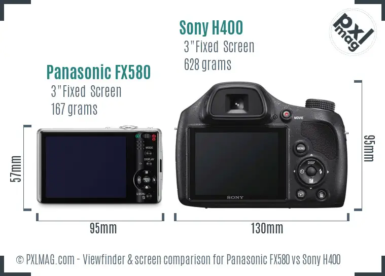 Panasonic FX580 vs Sony H400 Screen and Viewfinder comparison Panasonic FX580 vs Sony H400 Screen and Viewfinder comparison