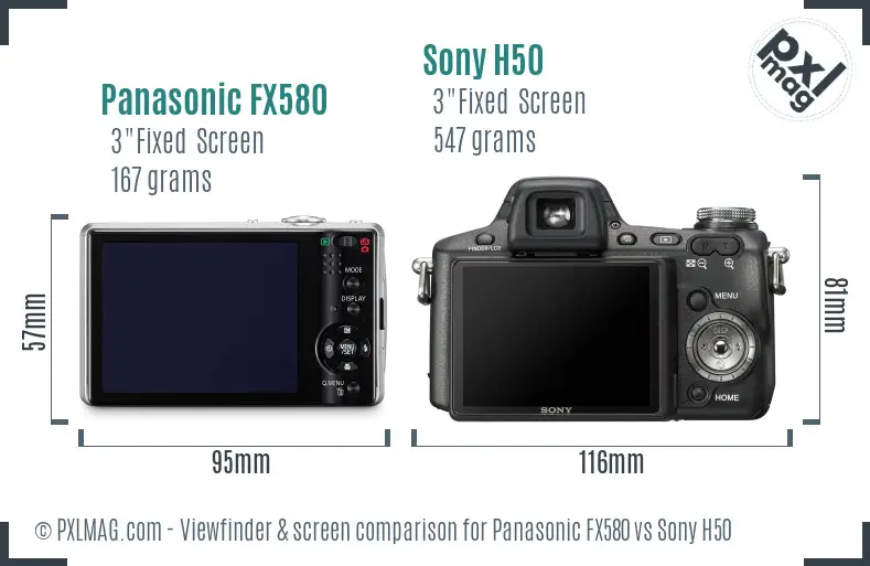 Panasonic FX580 vs Sony H50 Screen and Viewfinder comparison