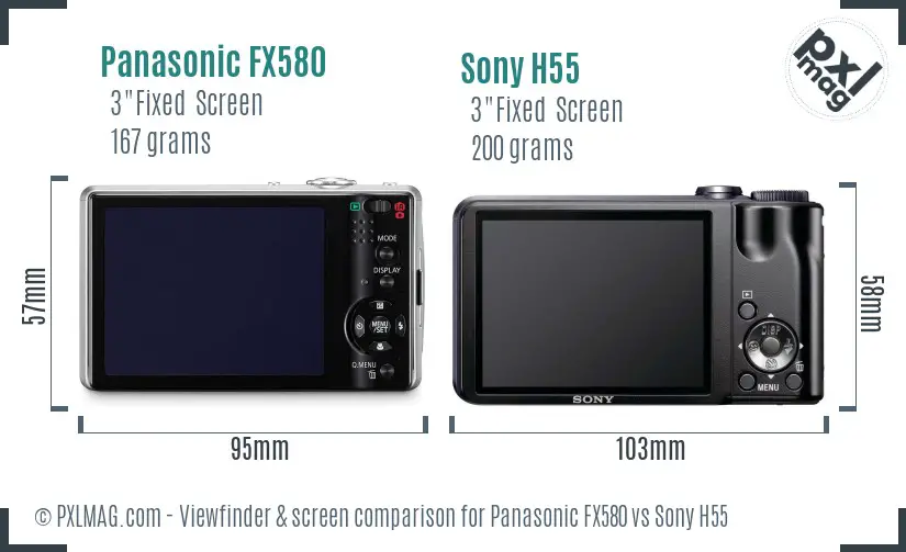 Panasonic FX580 vs Sony H55 Screen and Viewfinder comparison