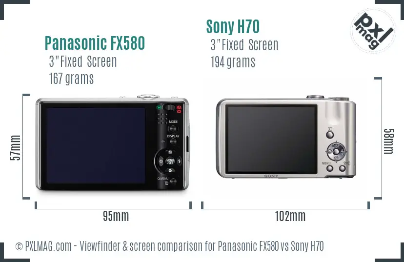 Panasonic FX580 vs Sony H70 Screen and Viewfinder comparison