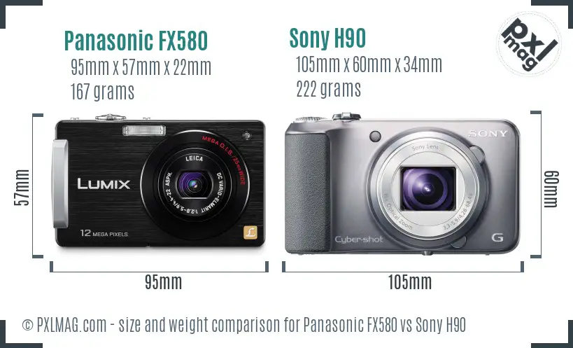 Panasonic FX580 vs Sony H90 size comparison Panasonic FX580 vs Sony H90 size comparison