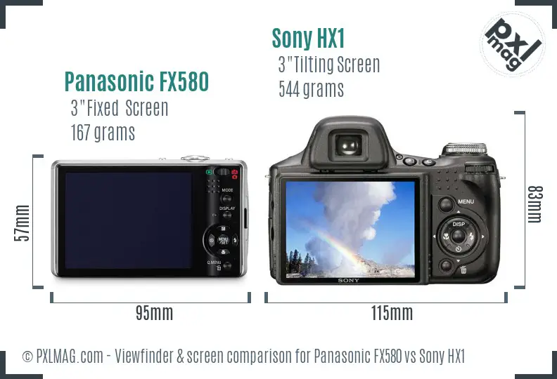 Panasonic FX580 vs Sony HX1 Screen and Viewfinder comparison