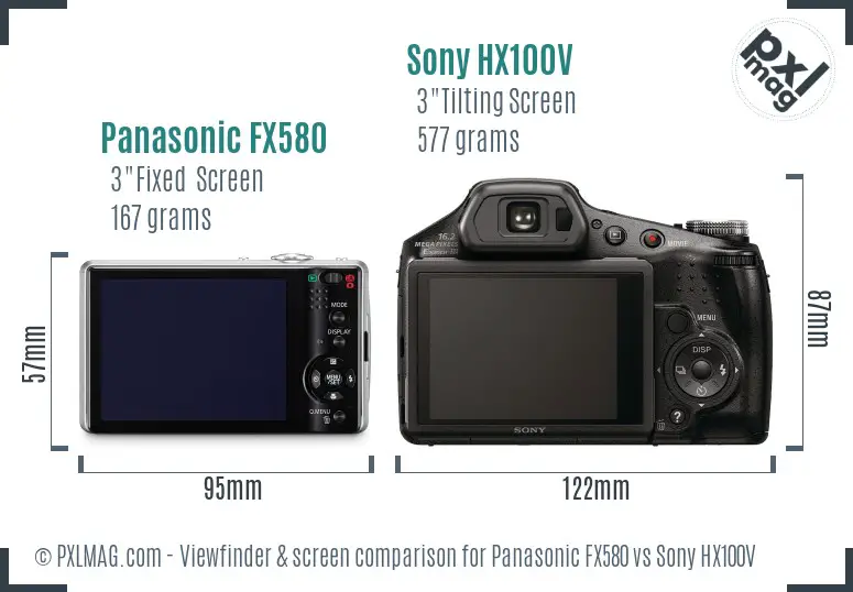 Panasonic FX580 vs Sony HX100V Screen and Viewfinder comparison Panasonic FX580 vs Sony HX100V Screen and Viewfinder comparison