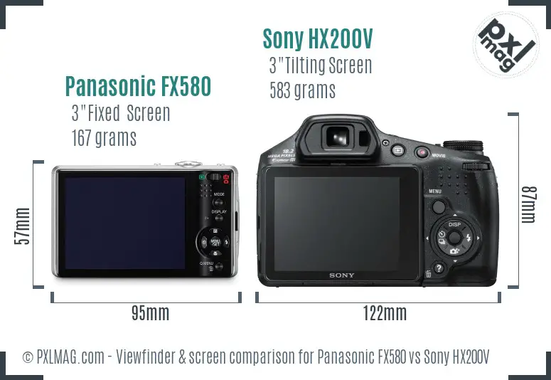 Panasonic FX580 vs Sony HX200V Screen and Viewfinder comparison Panasonic FX580 vs Sony HX200V Screen and Viewfinder comparison