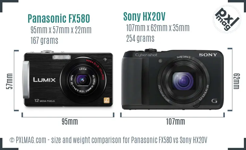 Panasonic FX580 vs Sony HX20V size comparison Panasonic FX580 vs Sony HX20V size comparison