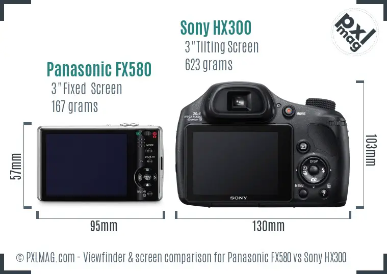 Panasonic FX580 vs Sony HX300 Screen and Viewfinder comparison