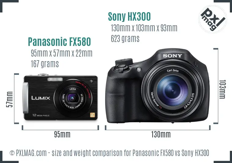 Panasonic FX580 vs Sony HX300 size comparison