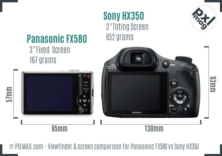 Panasonic FX580 vs Sony HX350 Screen and Viewfinder comparison Panasonic FX580 vs Sony HX350 Screen and Viewfinder comparison