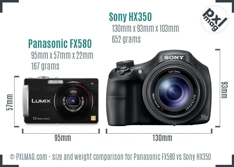 Panasonic FX580 vs Sony HX350 size comparison Panasonic FX580 vs Sony HX350 size comparison