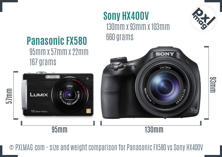 Panasonic FX580 vs Sony HX400V size comparison