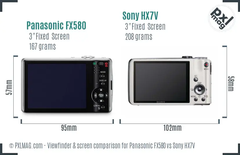 Panasonic FX580 vs Sony HX7V Screen and Viewfinder comparison