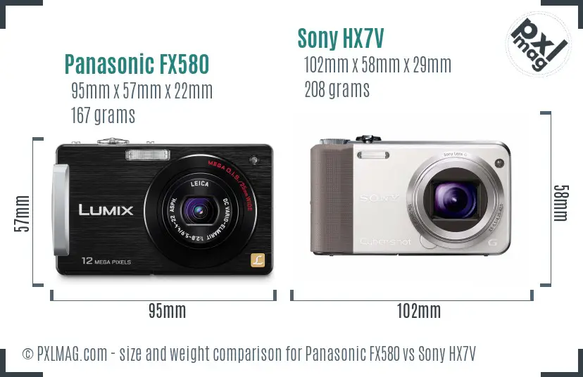 Panasonic FX580 vs Sony HX7V size comparison