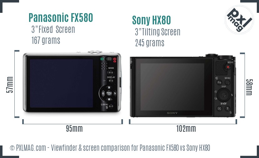 Panasonic FX580 vs Sony HX80 Screen and Viewfinder comparison