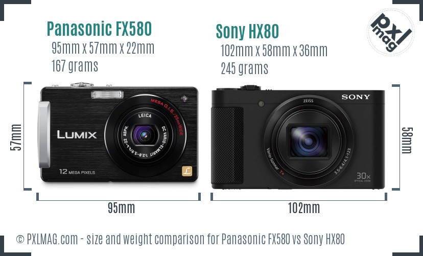 Panasonic FX580 vs Sony HX80 size comparison Panasonic FX580 vs Sony HX80 size comparison