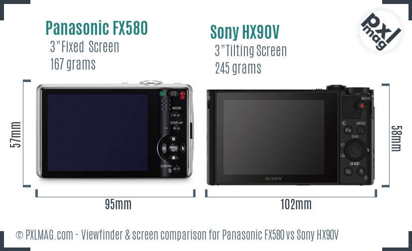Panasonic FX580 vs Sony HX90V Screen and Viewfinder comparison