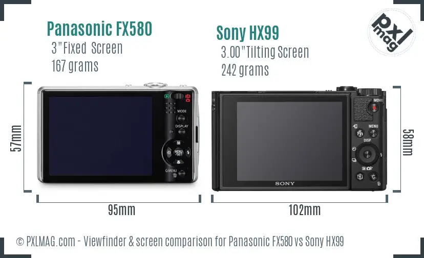 Panasonic FX580 vs Sony HX99 Screen and Viewfinder comparison Panasonic FX580 vs Sony HX99 Screen and Viewfinder comparison