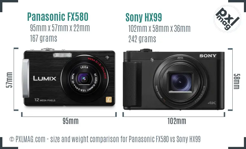 Panasonic FX580 vs Sony HX99 size comparison Panasonic FX580 vs Sony HX99 size comparison