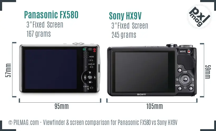 Panasonic FX580 vs Sony HX9V Screen and Viewfinder comparison