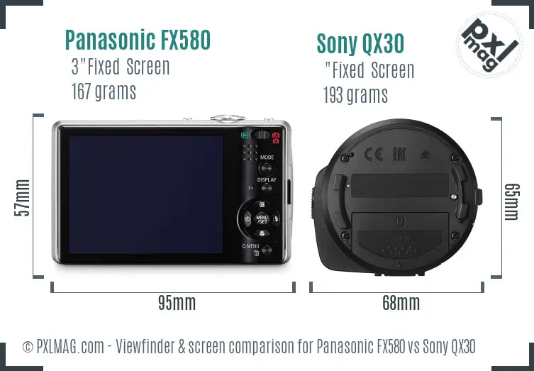 Panasonic FX580 vs Sony QX30 Screen and Viewfinder comparison Panasonic FX580 vs Sony QX30 Screen and Viewfinder comparison