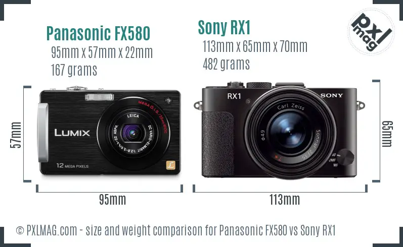 Panasonic FX580 vs Sony RX1 size comparison
