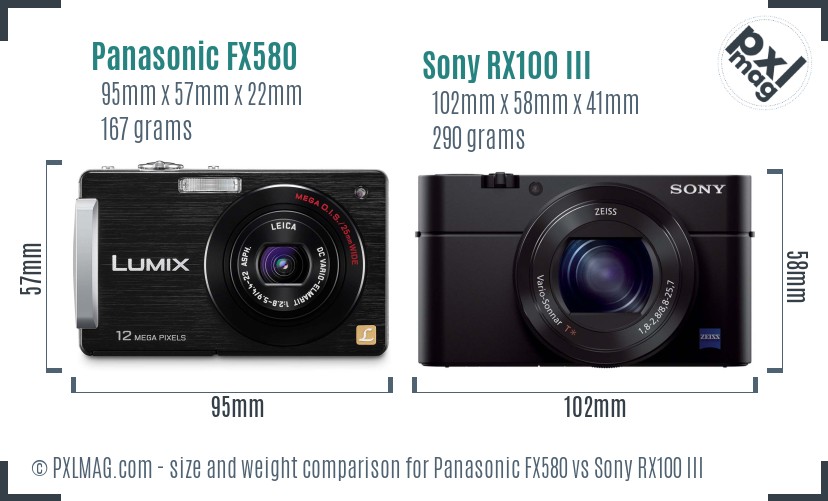 Panasonic FX580 vs Sony RX100 III size comparison Panasonic FX580 vs Sony RX100 III size comparison