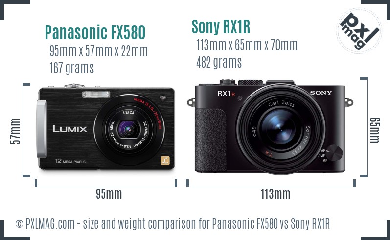 Panasonic FX580 vs Sony RX1R size comparison
