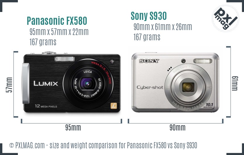 Panasonic FX580 vs Sony S930 size comparison