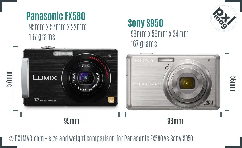 Panasonic FX580 vs Sony S950 size comparison