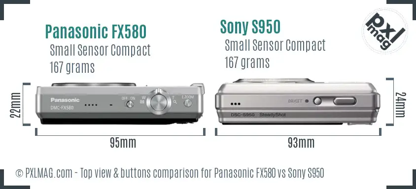 Panasonic FX580 vs Sony S950 top view buttons comparison