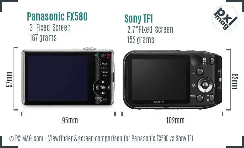 Panasonic FX580 vs Sony TF1 Screen and Viewfinder comparison