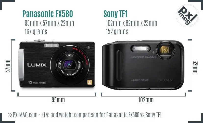 Panasonic FX580 vs Sony TF1 size comparison