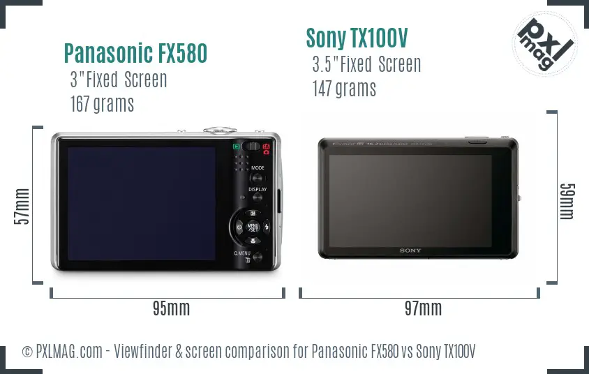 Panasonic FX580 vs Sony TX100V Screen and Viewfinder comparison