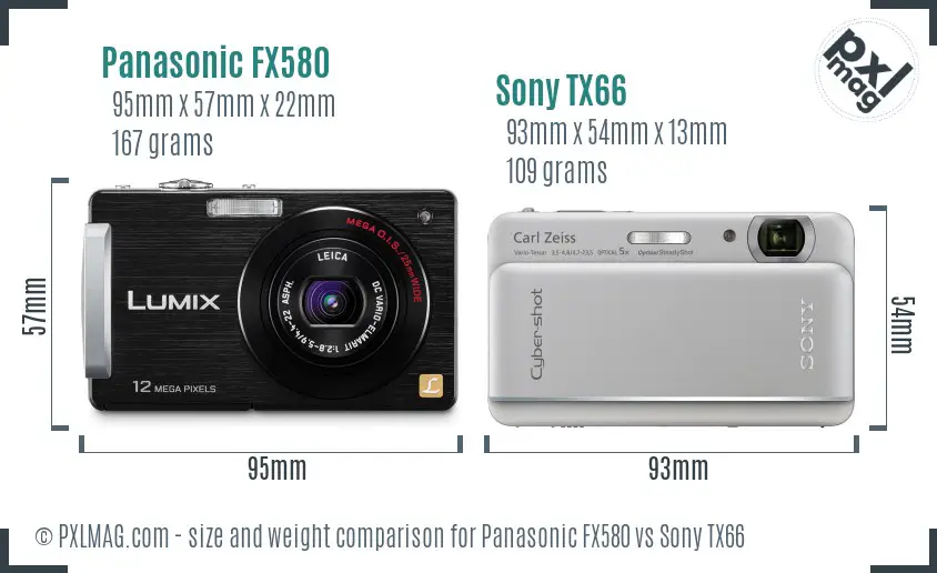 Panasonic FX580 vs Sony TX66 size comparison