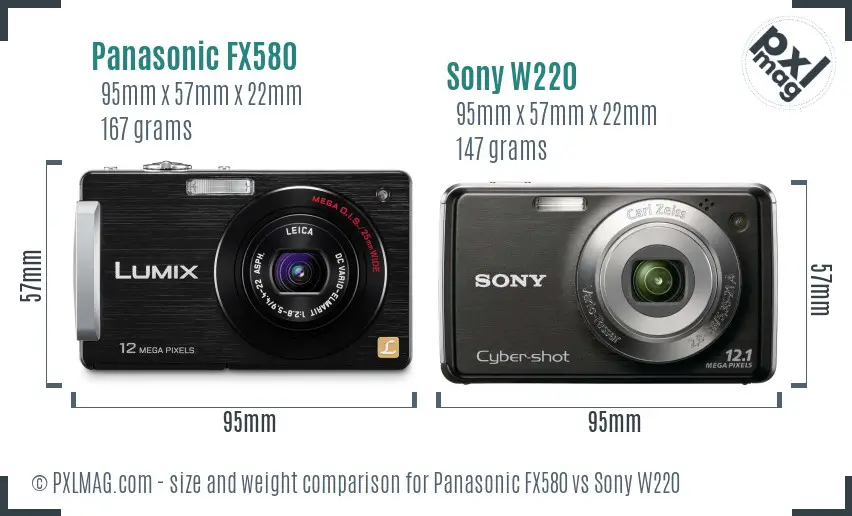 Panasonic FX580 vs Sony W220 size comparison