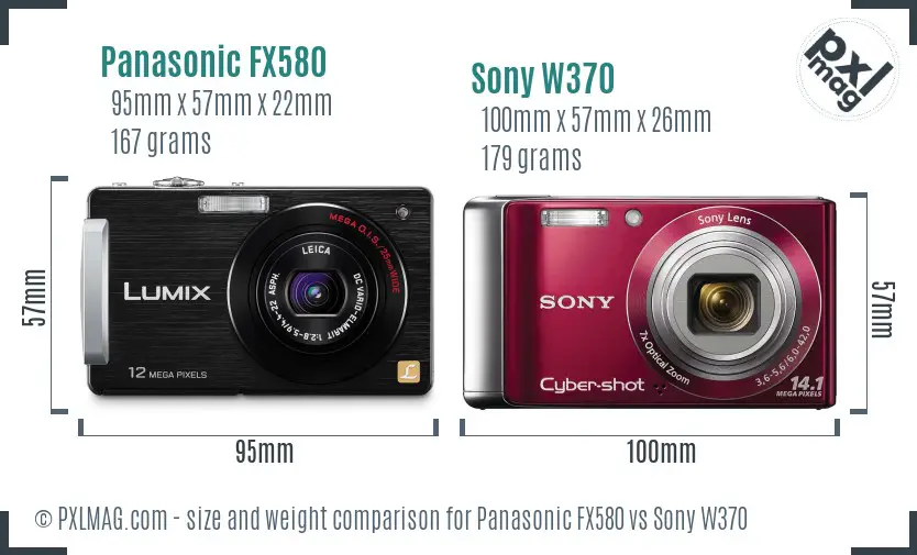 Panasonic FX580 vs Sony W370 size comparison