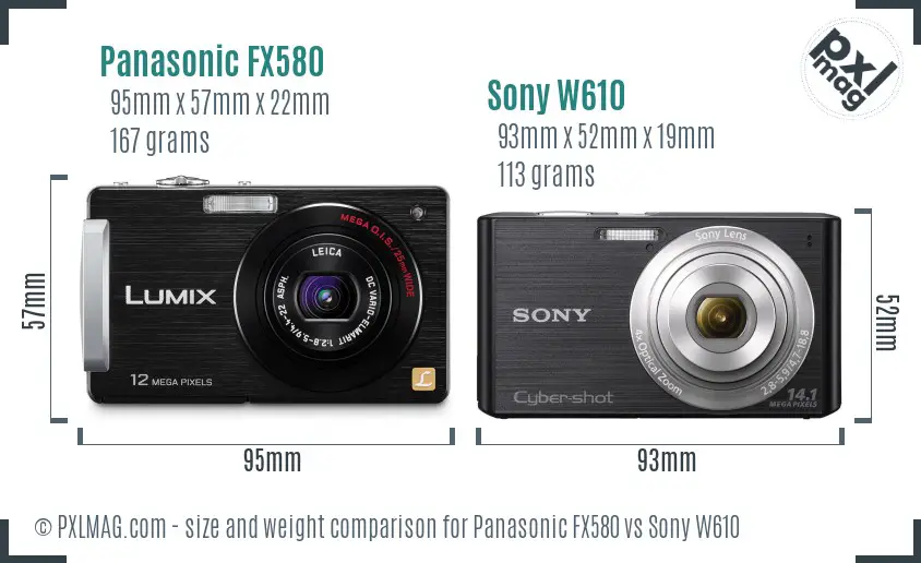 Panasonic FX580 vs Sony W610 size comparison Panasonic FX580 vs Sony W610 size comparison